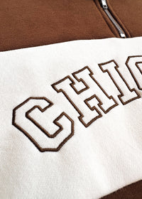 Chicago Color Blocked Quarter Zip Sweatshirt - Chocolate