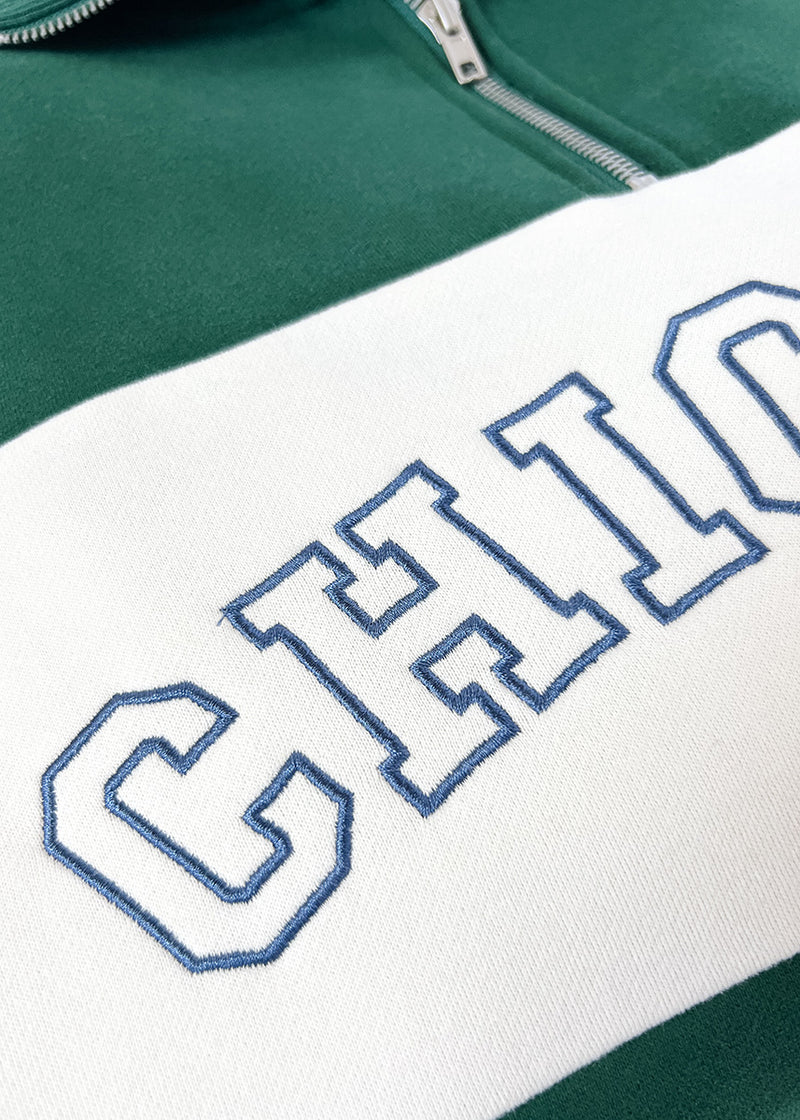 Chicago Color Blocked Quarter Zip Sweatshirt - Hunter Green