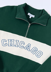 Chicago Color Blocked Quarter Zip Sweatshirt - Hunter Green
