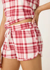 Full Of Holiday Spirit Shorts - Ivory Plaid