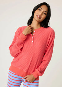 Morning Waffles Long Sleeve Top - Scarlet