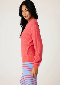 Morning Waffles Long Sleeve Top - Scarlet