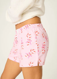 Candy Cane Flannel Shorts - Baby Pink
