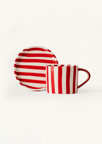 Tratto Cafe Cup & Saucer Set - Cherry Stripe