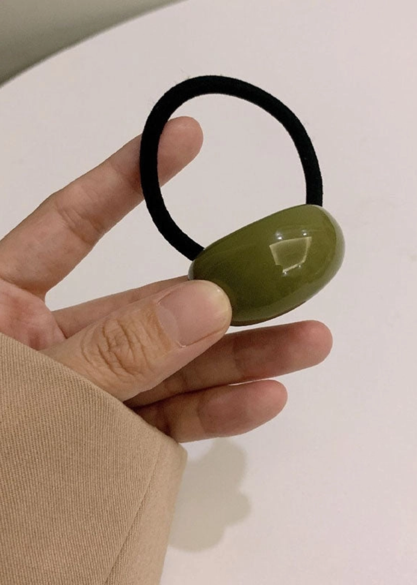 Resin Bead Elastic Hair Tie - Green