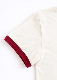 Retro Ringer Tee - Vintage White & Burgundy