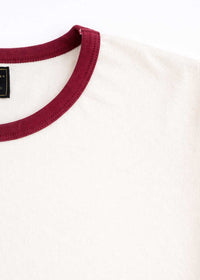 Retro Ringer Tee - Vintage White & Burgundy