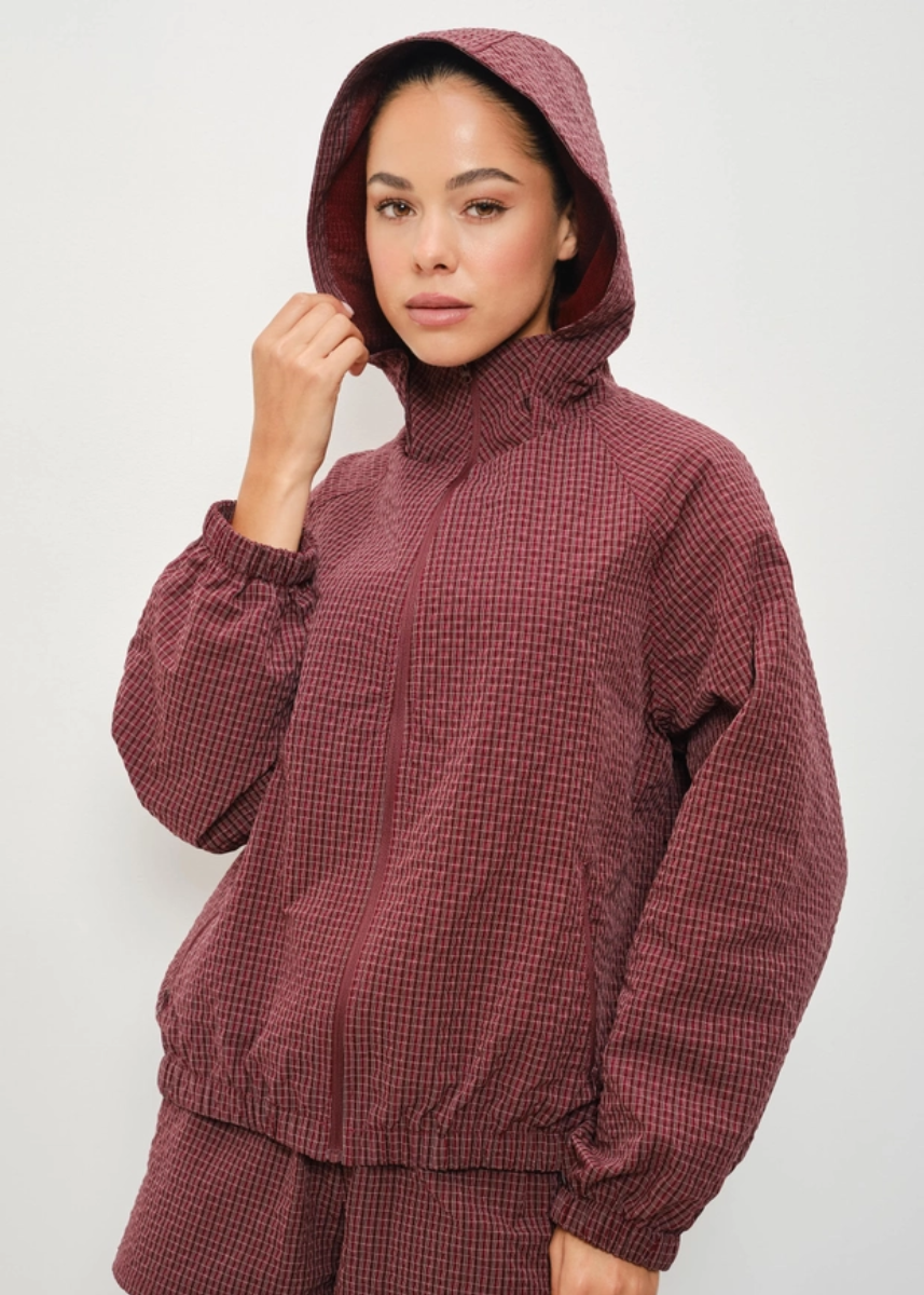 Roxy Micro Grid Nylon Track Jacket - Burgundy
