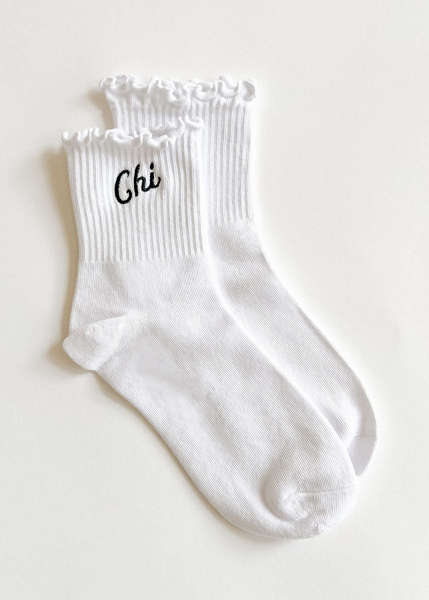Chi Ruffle Crew Sock - Black