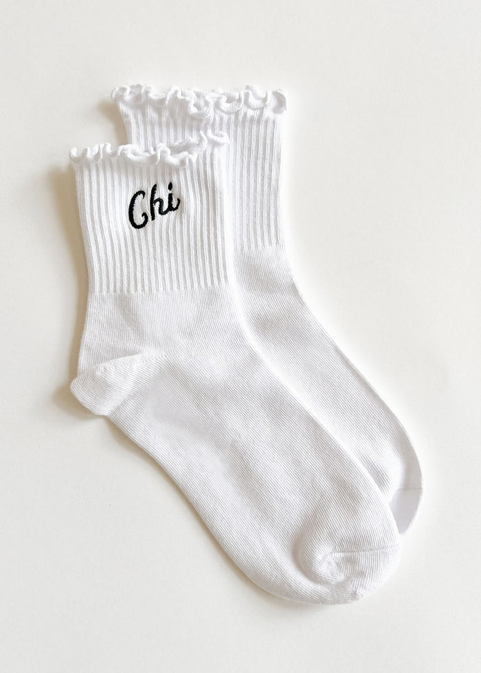 Chi Ruffle Crew Sock - Black