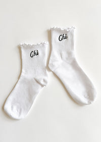 Chi Ruffle Crew Sock - Black