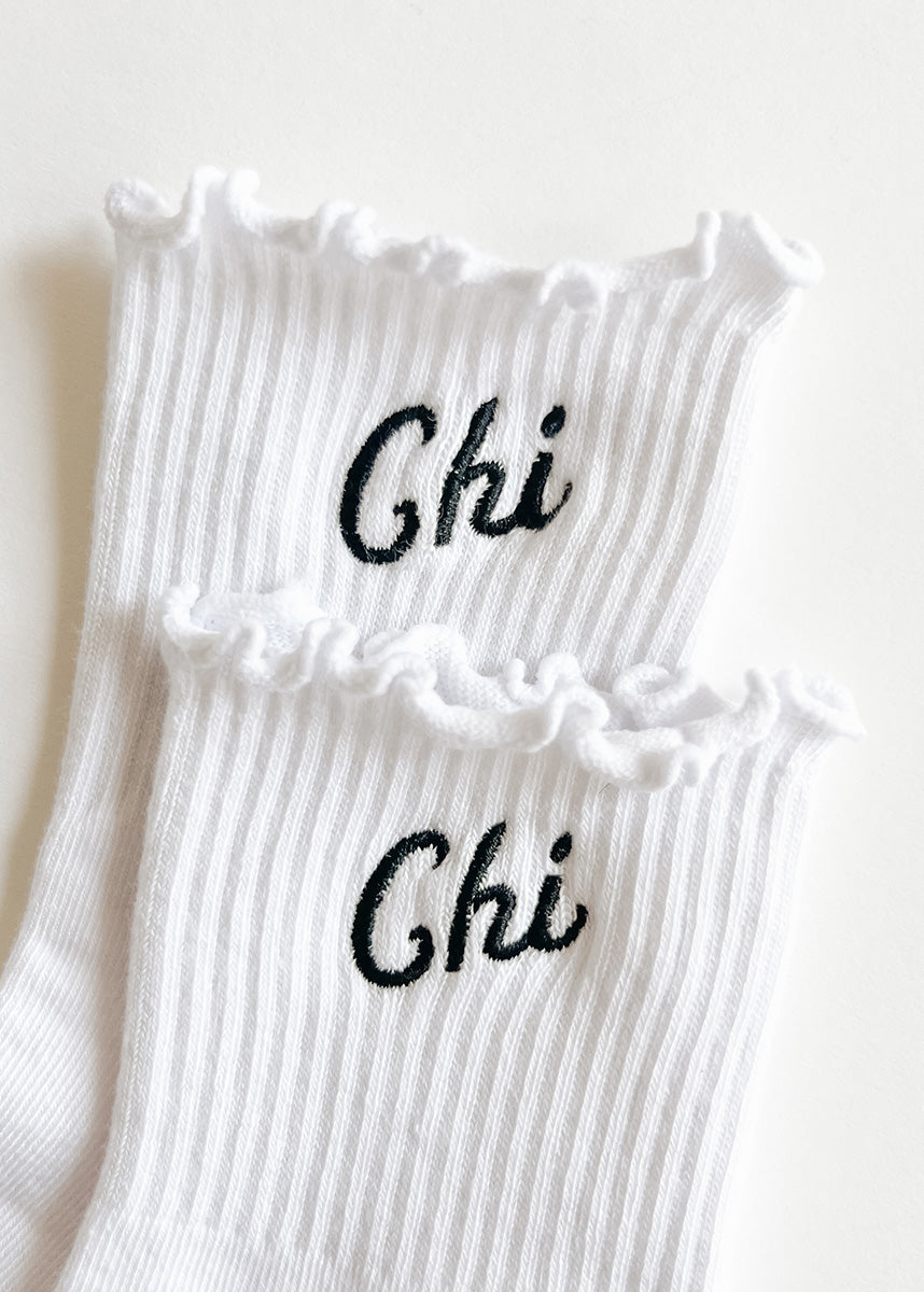 Chi Ruffle Crew Sock - Black