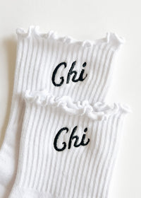 Chi Ruffle Crew Sock - Black