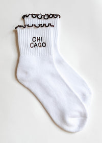 Chicago Ruffle Crew Sock - Espresso