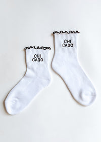 Chicago Ruffle Crew Sock - Espresso