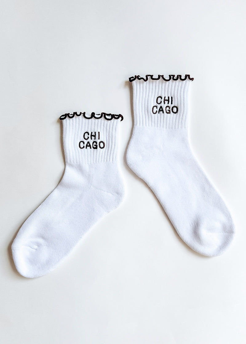 Chicago Ruffle Crew Sock - Espresso
