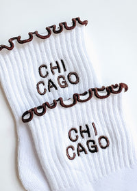 Chicago Ruffle Crew Sock - Espresso
