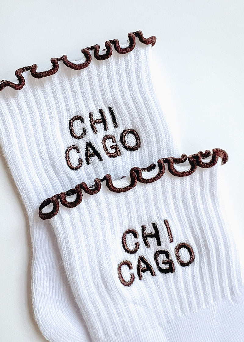 Chicago Ruffle Crew Sock - Espresso