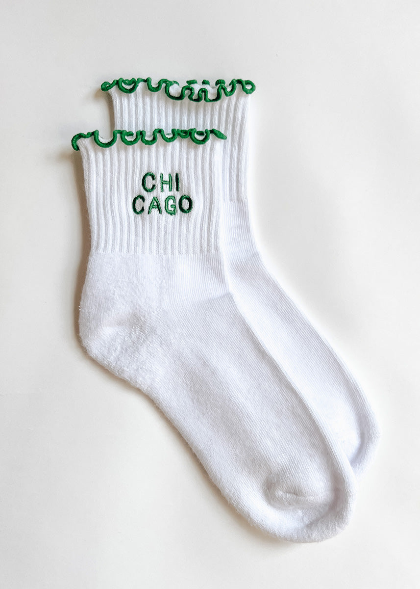 Chicago Ruffle Crew Sock - Green