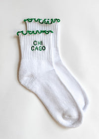 Chicago Ruffle Crew Sock - Green