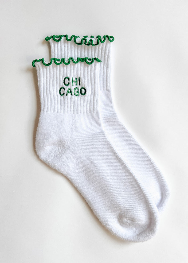 Chicago Ruffle Crew Sock - Green