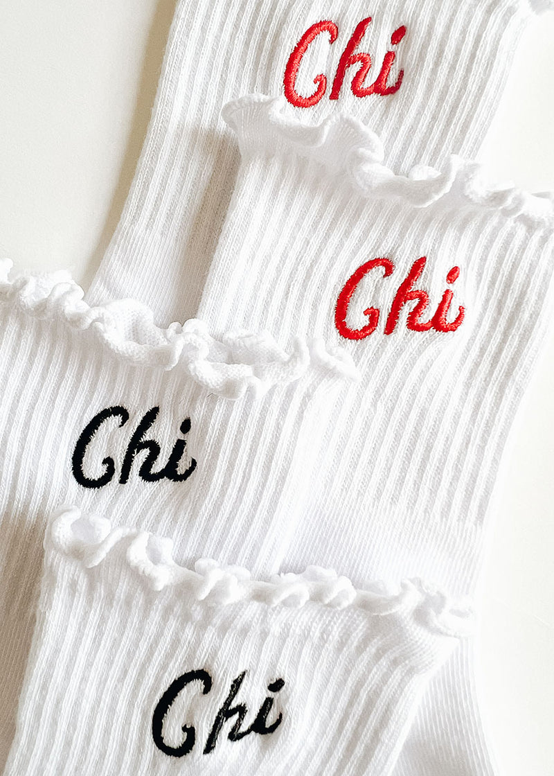 Chi Ruffle Crew Sock - Black