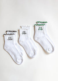 Chicago Ruffle Crew Sock - Green