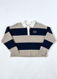 Chi Script Rugby Sweater - Tan & Navy