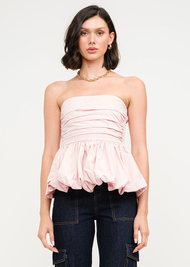 Paige Poplin Bubble Top - Pink