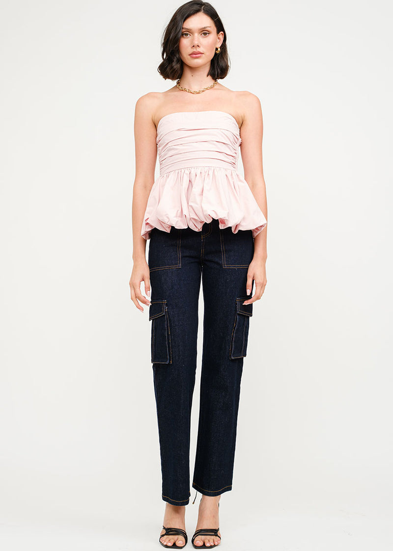 Paige Poplin Bubble Top - Pink