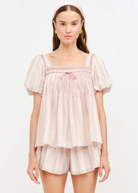 Erika Babydoll Ribbon Top - Blush