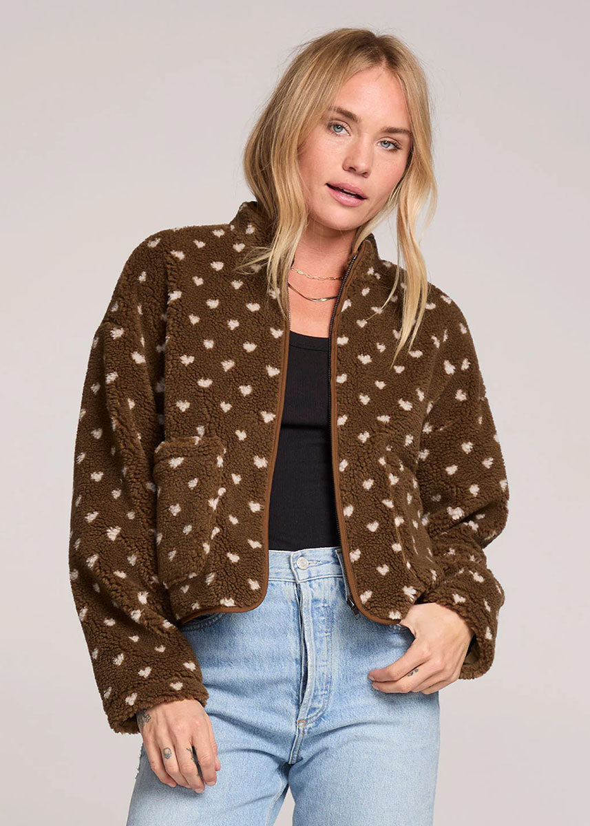 Madisyn Sherpa Heart Jacket - Olive – Alice & Wonder