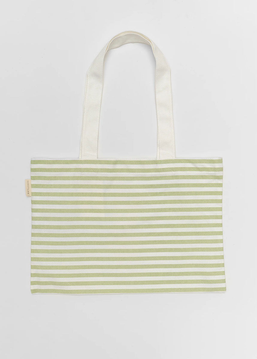 Kids Canvas Beach Bag - Duck Sage Stripe