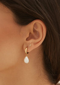 Grace Pearl Hoops - Gold