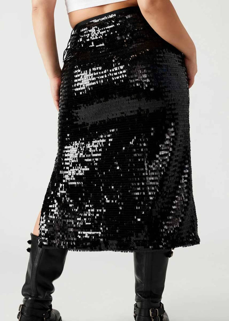 Dinah Sequin Midi Skirt - Black