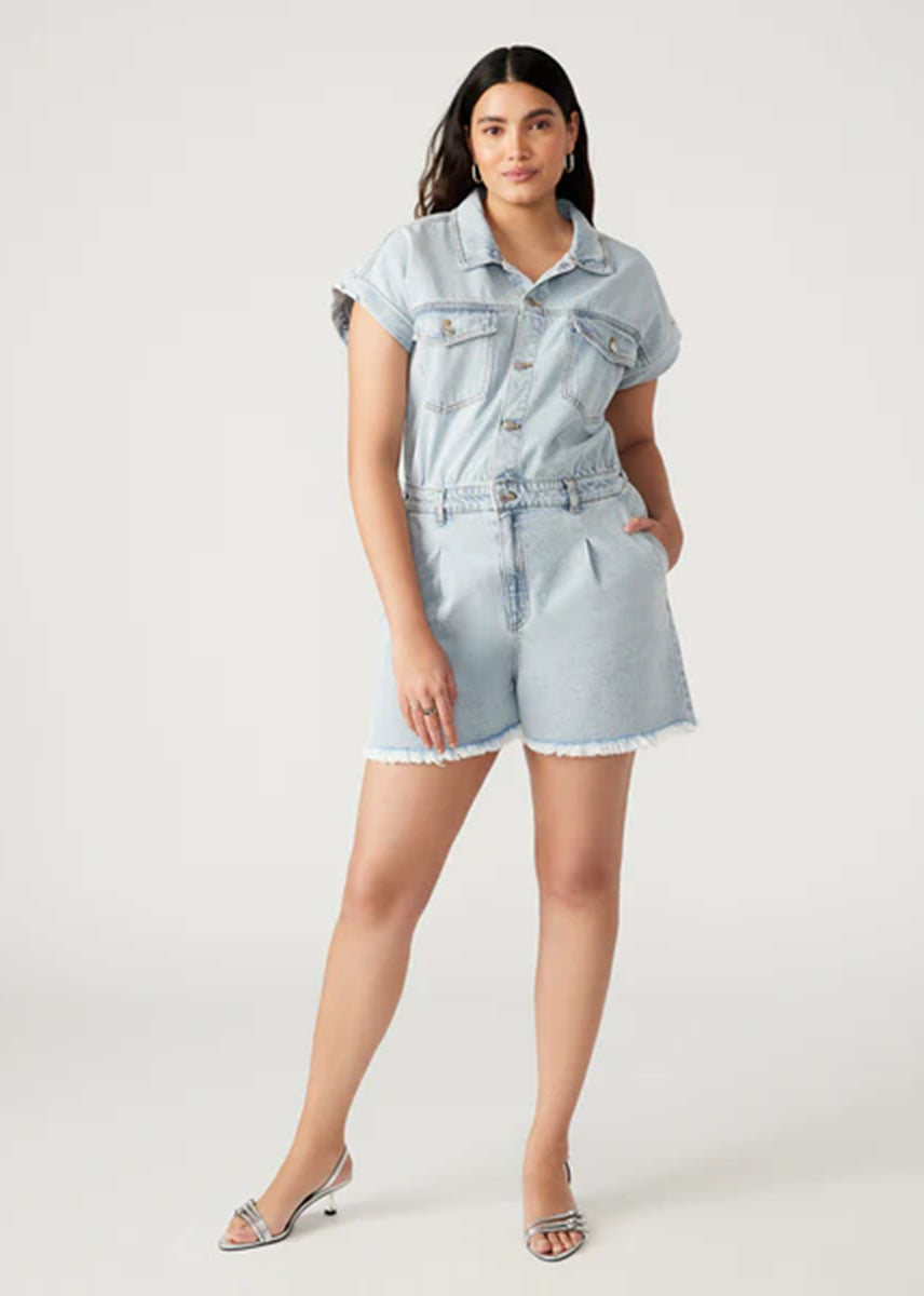 Calliope Romper - Stone Wash Blue