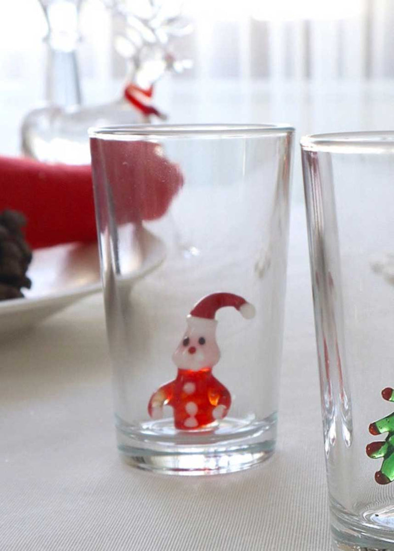 Hand Blown Holiday Shot Glass: Santa