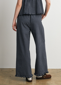 Sauer Gingham Ruffle Pants - Navy