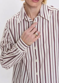 Finlay Oversized Button-Up - Claret Stripe