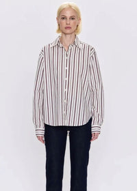 Finlay Oversized Button-Up - Claret Stripe