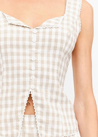 Savannah Gingham Top - Natural