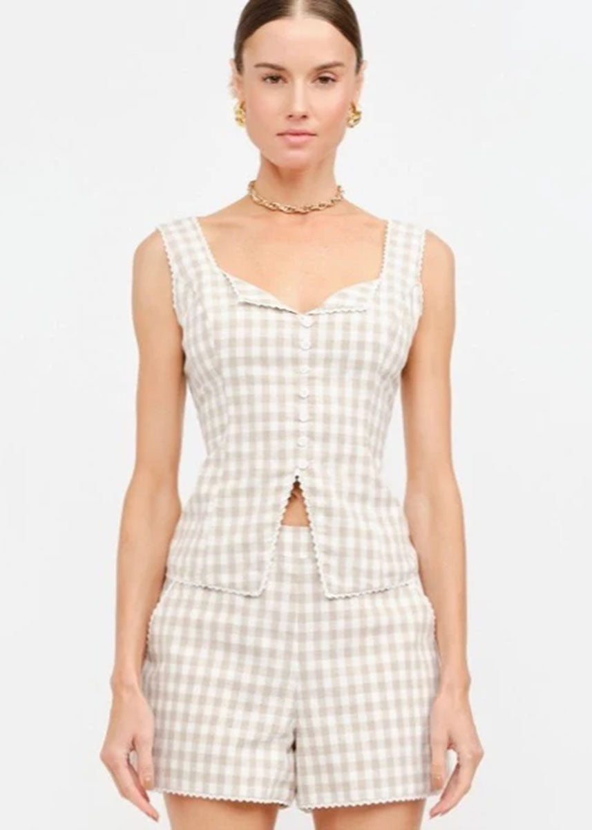 Savannah Gingham Top - Natural