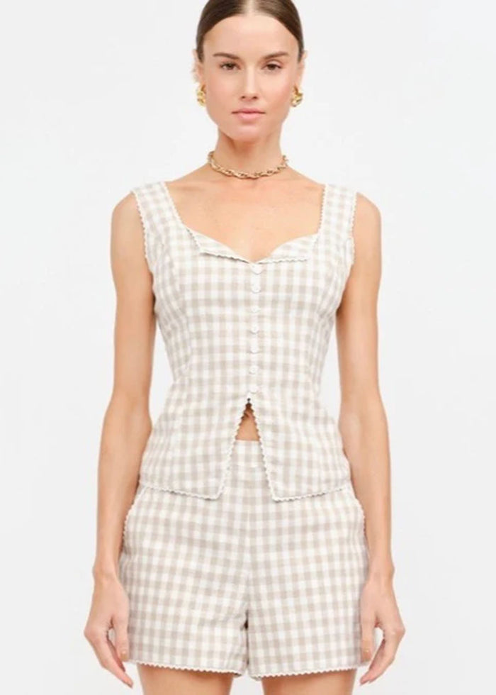 Savannah Gingham Top - Natural