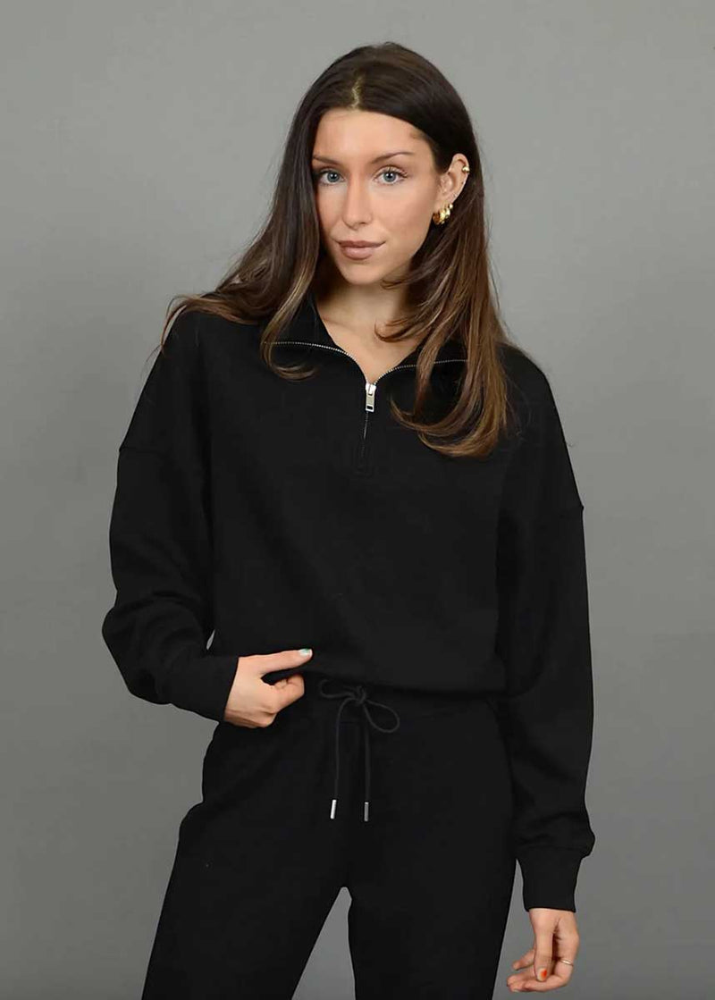 Mailyn Soft Scuba Half-Zip Pullover - Black