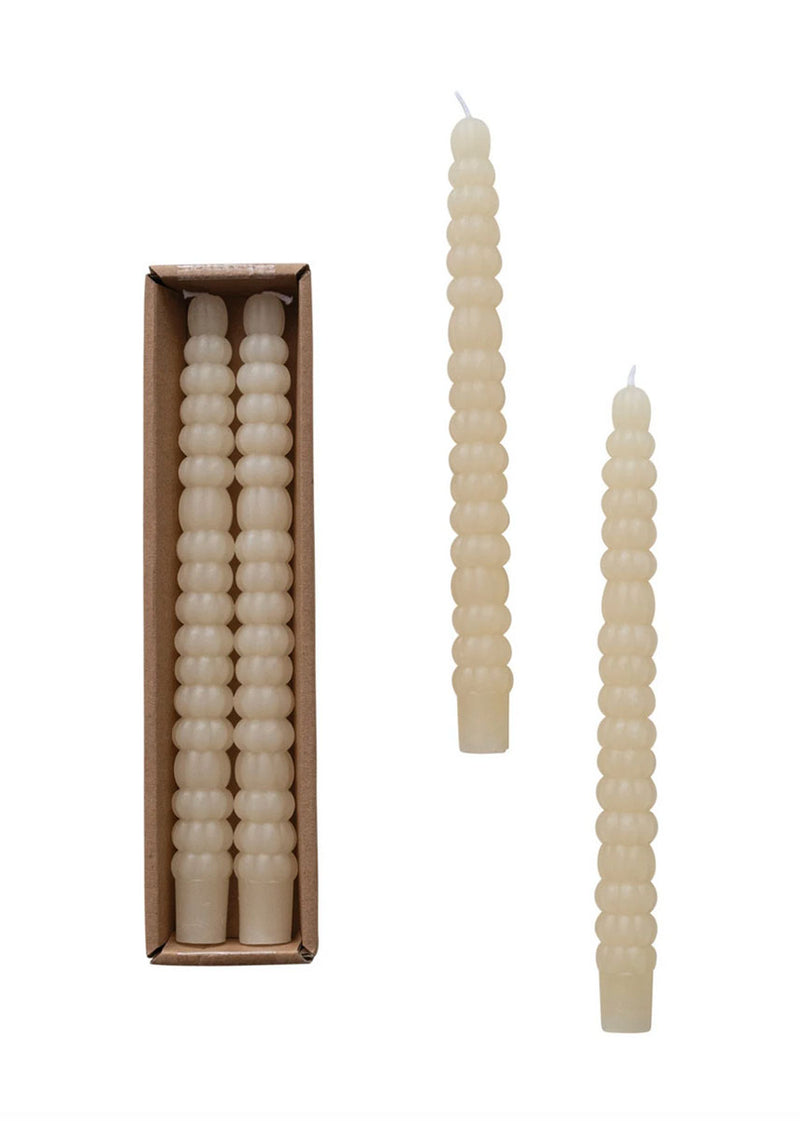 Pumpkin Shaped Taper Candles - Cream