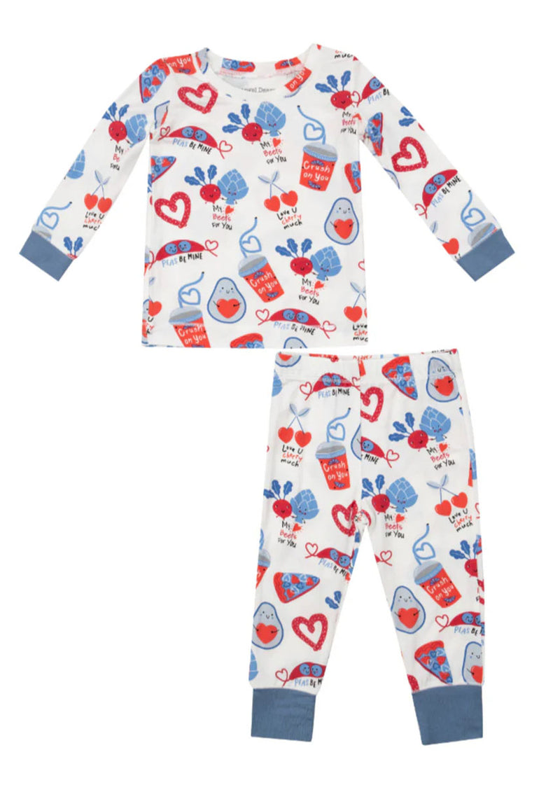 2-Piece L/S Pajama Set - Love You Foodie Much Blue