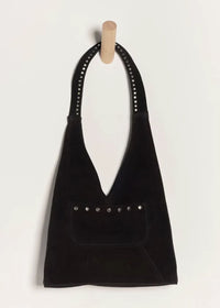 Soho Suede Stud Shoulder Bag - Black