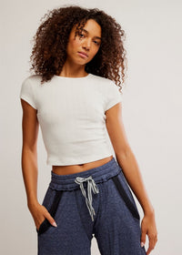 Wait A Minute Baby Tee - Oatmeal