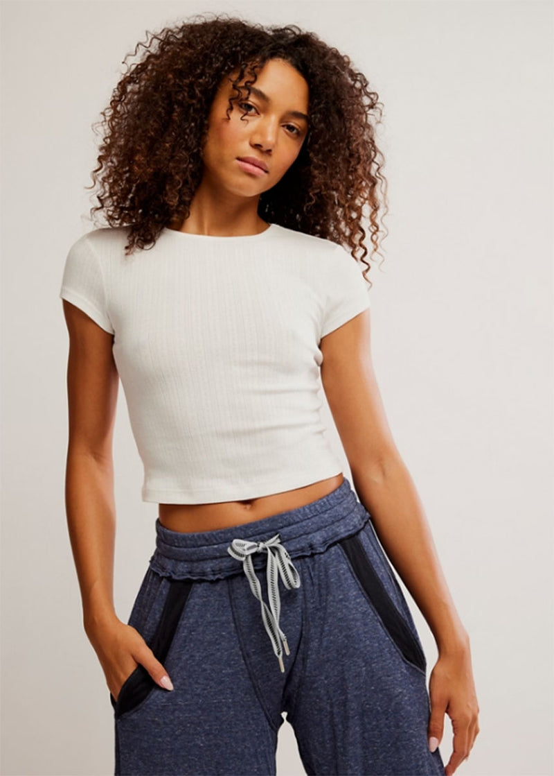 Wait A Minute Baby Tee - Oatmeal