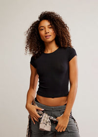 Wait A Minute Baby Tee - Anthracite